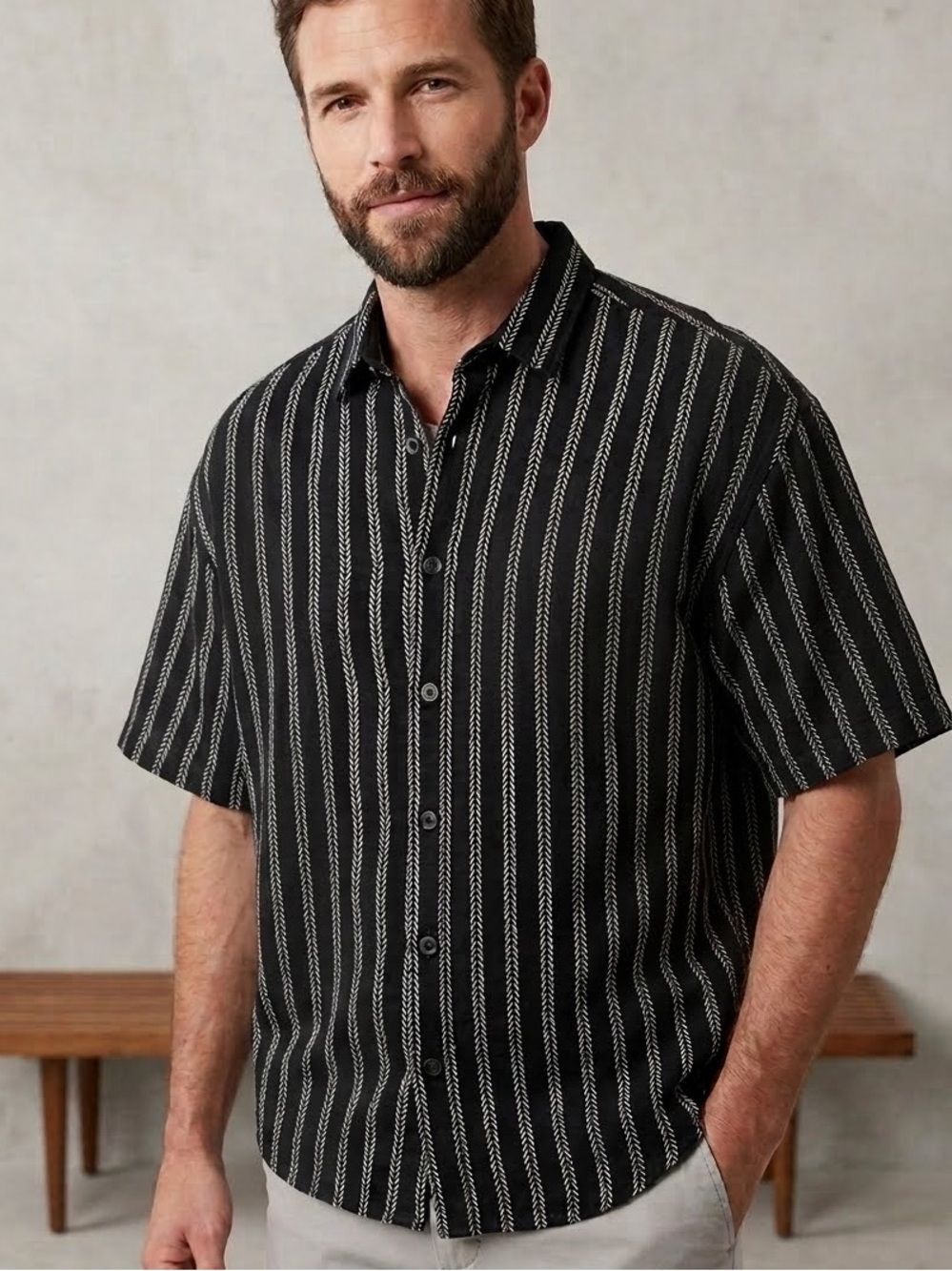 Banana Republic BEACHY LINEN-BLEND RESORT SHIRT